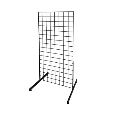 4ft Black Grid Mesh Panel Display Stand with T-Leg & 28 x 8" Single Prong Hooks