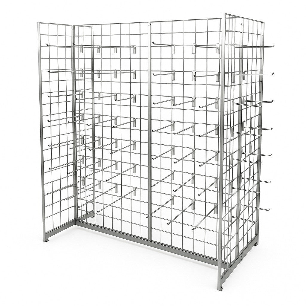 8ft Grid Mesh 'H' Stand Gondola Stand With Euro Hooks Included 260x