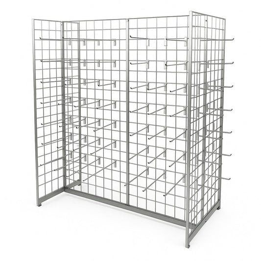 8ft Grid Mesh 'H' Stand Gondola Stand With Euro Hooks Included 260x