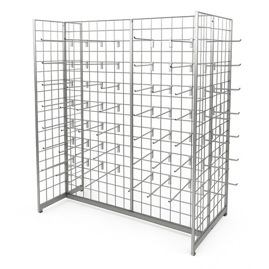 7ft Grid Mesh 'H' Stand Gondola Stand With Euro Hooks Included 240x