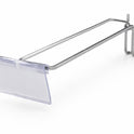 12 Inch Heavy Duty Chrome Single Prong Pegboard Hook with Overhead Arm for Price Holder