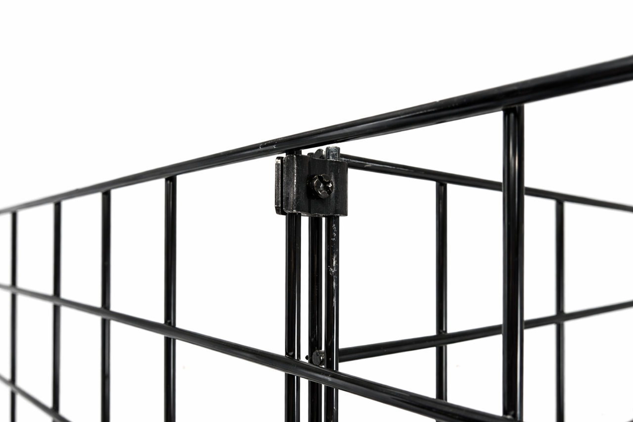 H-Shape Grid Mesh Gondola Display Stand with Baskets & Wheels – Double-Sided Retail Gridwall Merchandiser