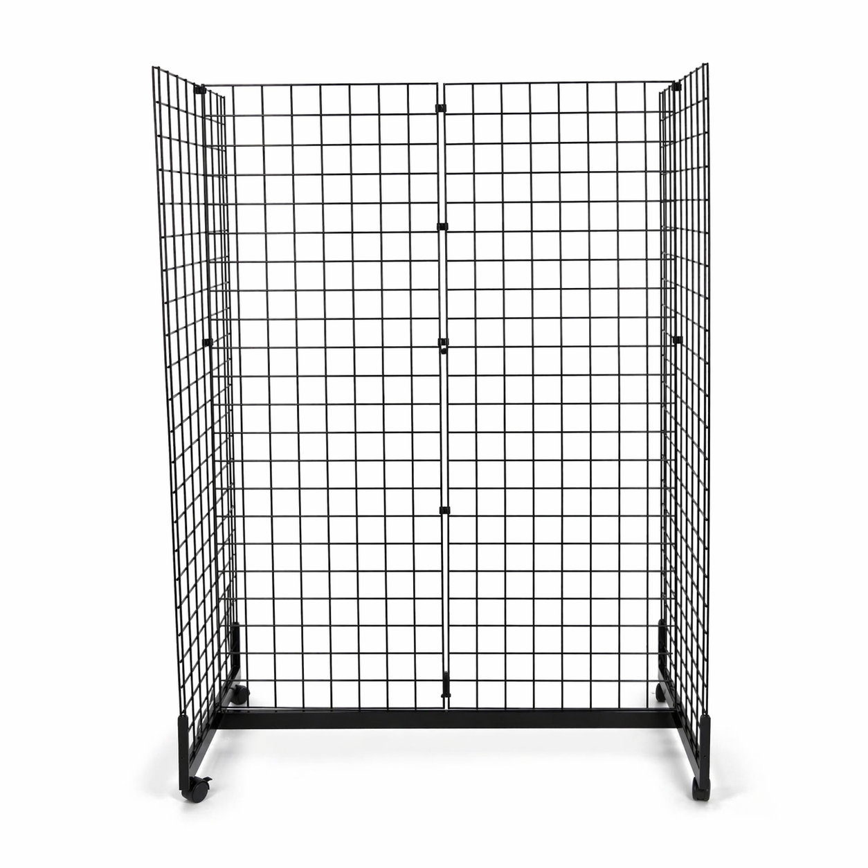 7ft Black Grid Mesh 'H' Stand Gondola Stand With 624x Single Hooks