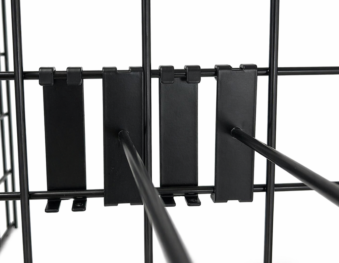 8ft Black Grid Mesh 'H' Stand Gondola Stand With 720x Single Hooks