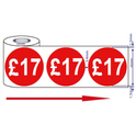 500x 45mm £17 Red Self Adhesive Round Price Stickers