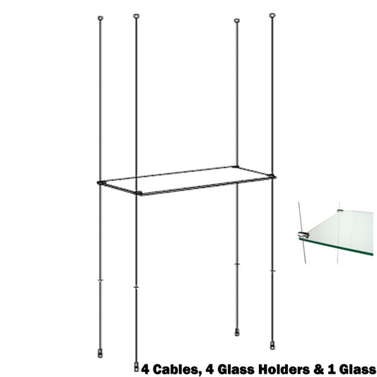 New Toughened Glass Cable Wire Shelves / Shelf Shopfittings / Retail Display - 1