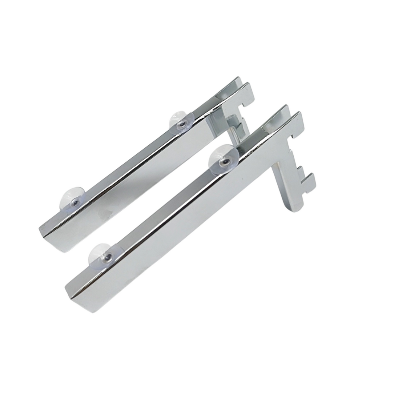 1x Chrome Glass Shelf Bracket For Upright With Suction Pads