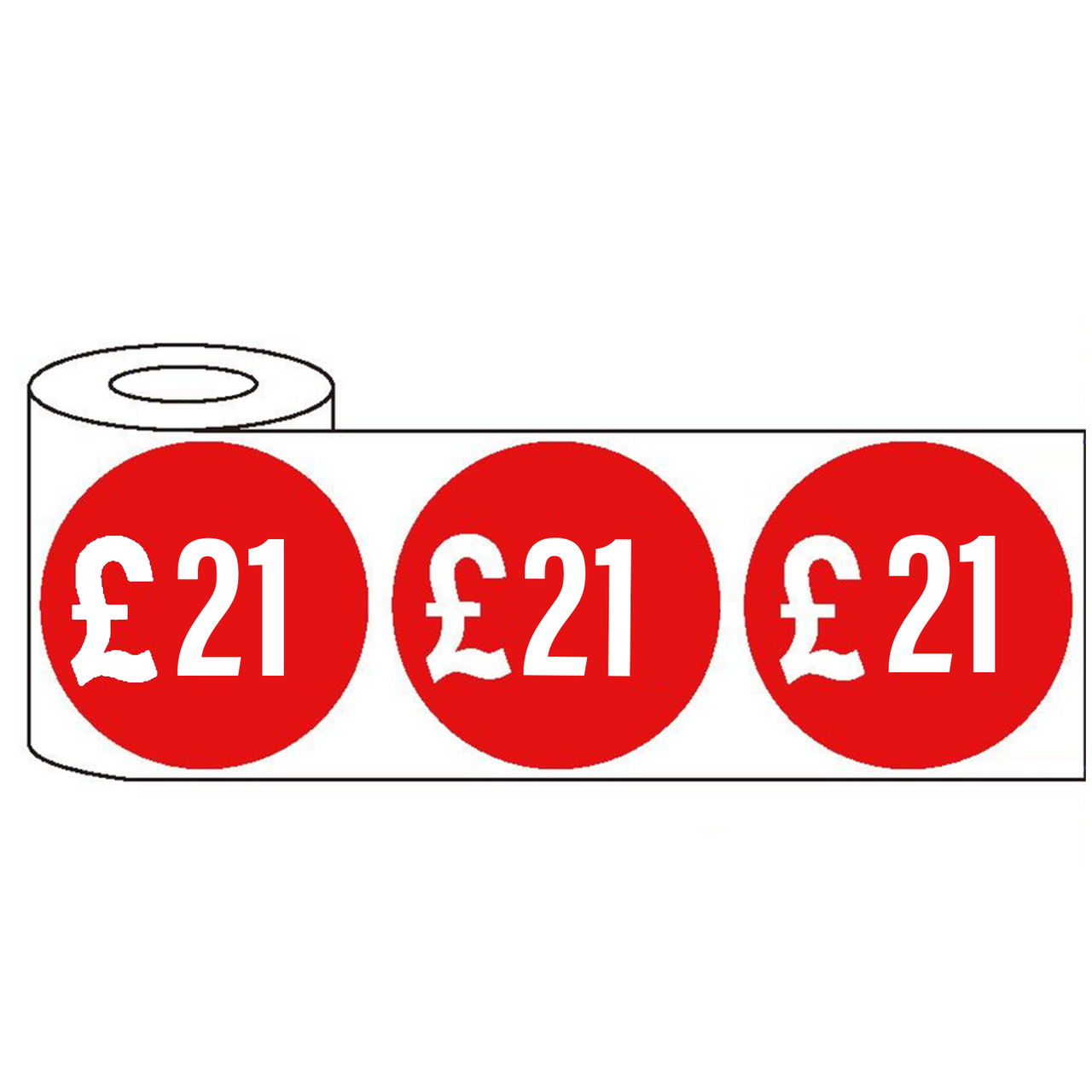 500x 45mm £21 Red Self Adhesive Round Price Stickers