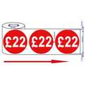 500x 45mm £22 Red Self Adhesive Round Price Stickers
