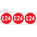 500x 45mm £24 Red Self Adhesive Round Price Stickers