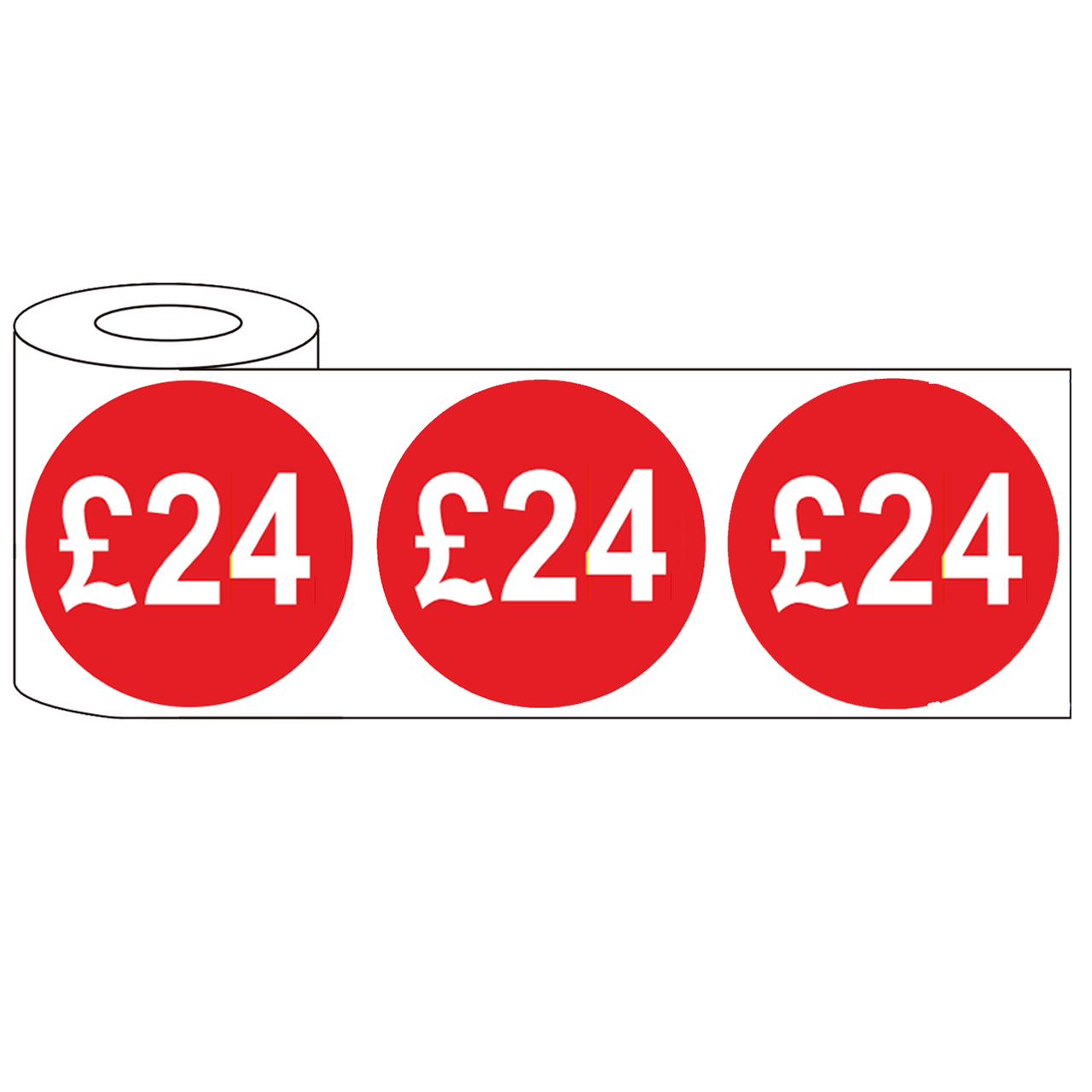 500x 45mm £24 Red Self Adhesive Round Price Stickers