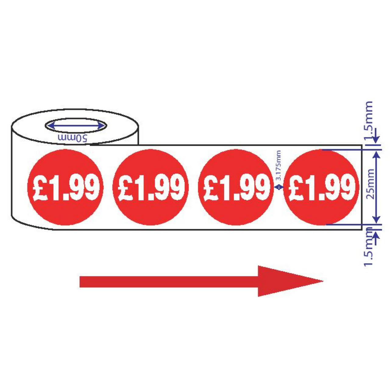 1000x 25mm £1.99 Red Price Self Adhesive Stickers Sticky Labels Swing Tag Labels For Retail