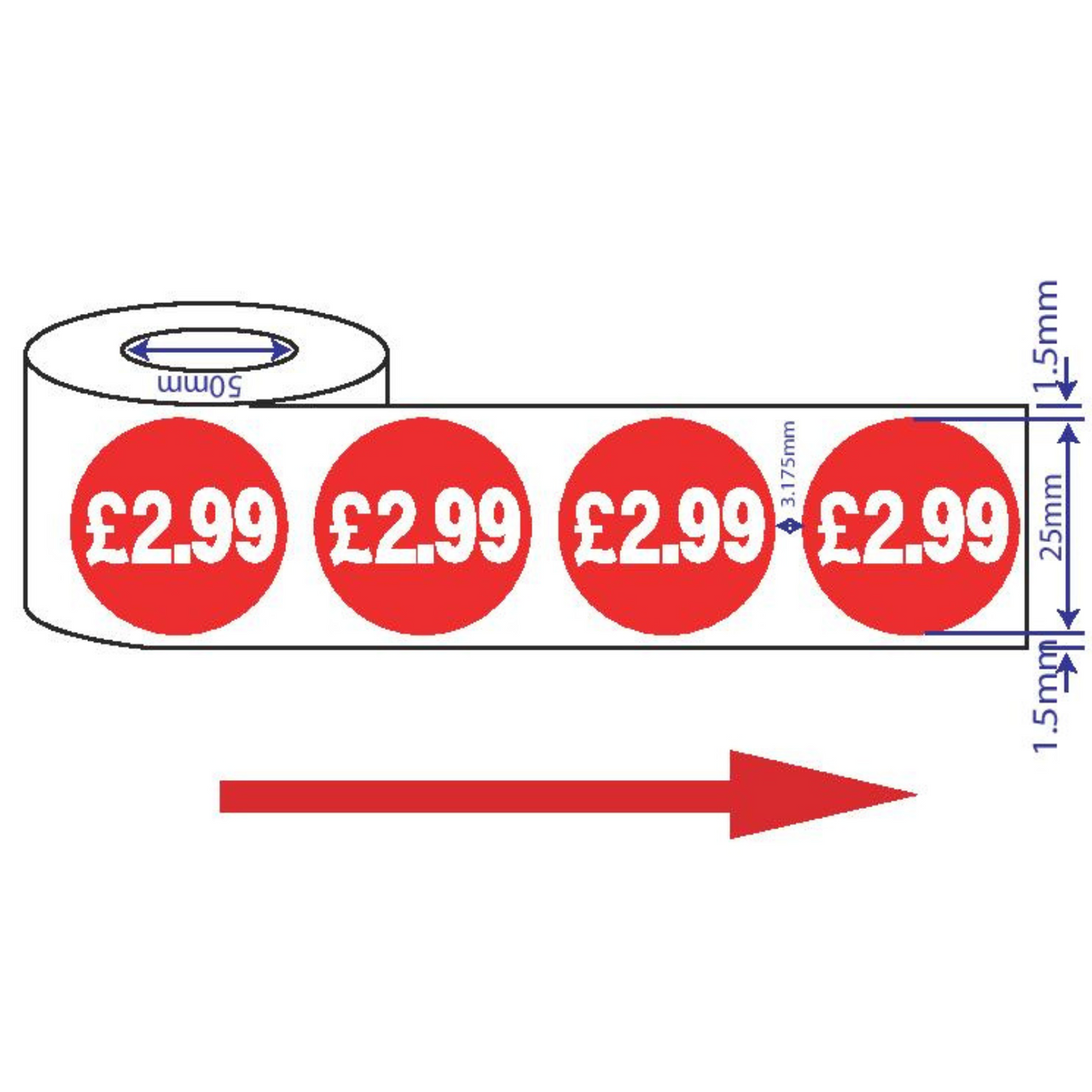 1000x 25mm £2.99 Red Price Self Adhesive Stickers Sticky Labels Swing Tag Labels For Retail