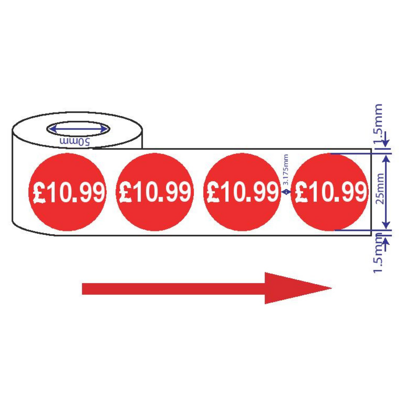 1000x 25mm £10.99 Red Price Self Adhesive Stickers Sticky Labels Swing Tag Labels For Retail
