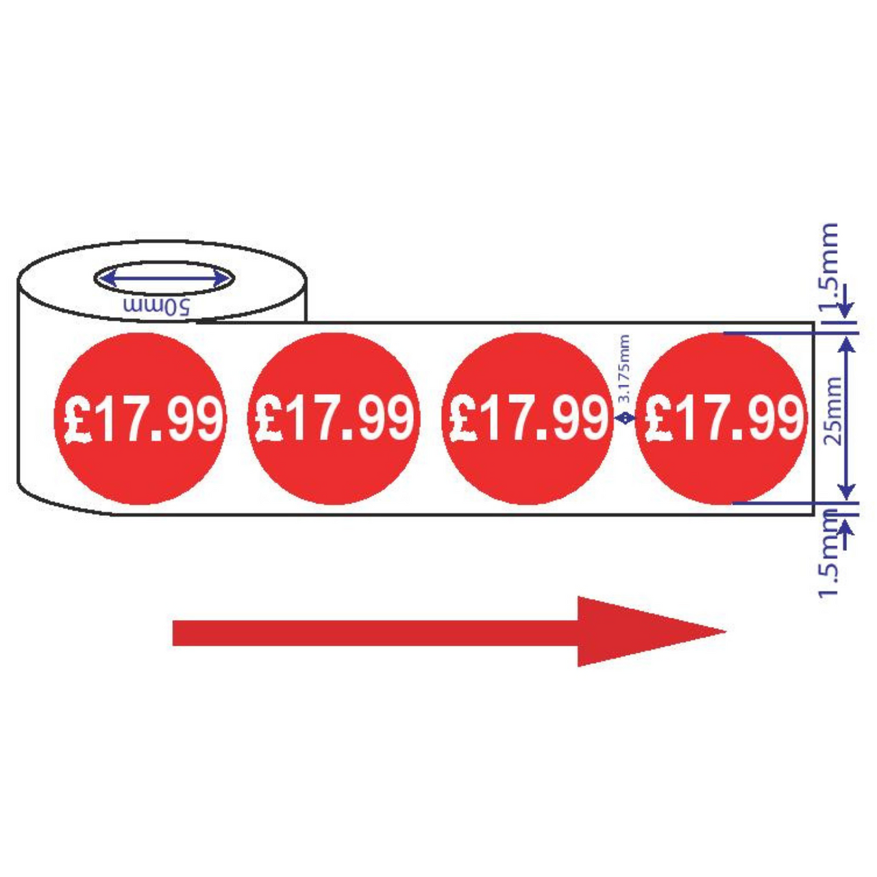 1000x 25mm £17.99 Red Price Self Adhesive Stickers Sticky Labels Swing Tag Labels For Retail