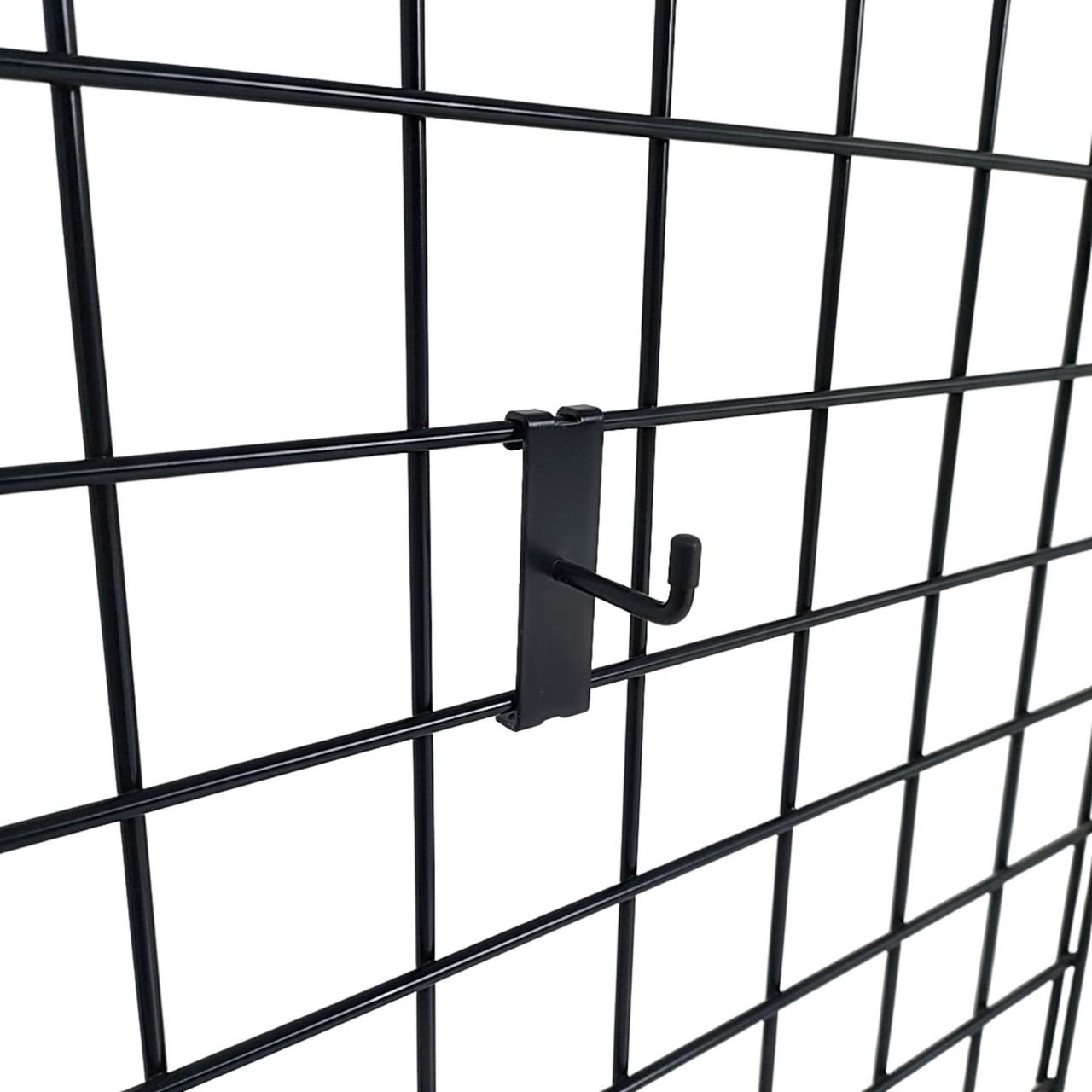 2" Black Grid Mesh Hooks Single Prong Shop Display
