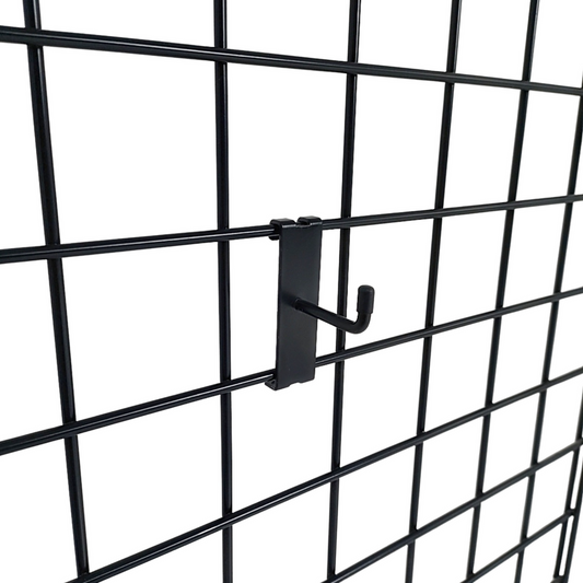 2" Black Grid Mesh Hooks Single Prong Shop Display