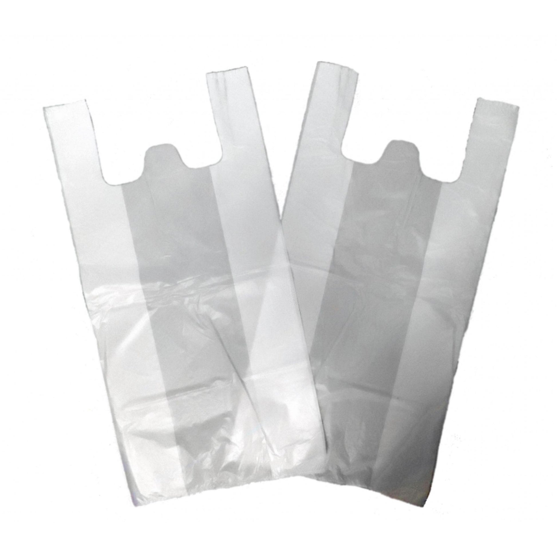Large White Vest Plastic Carrier Bags 11"X17"X21" - Leopard