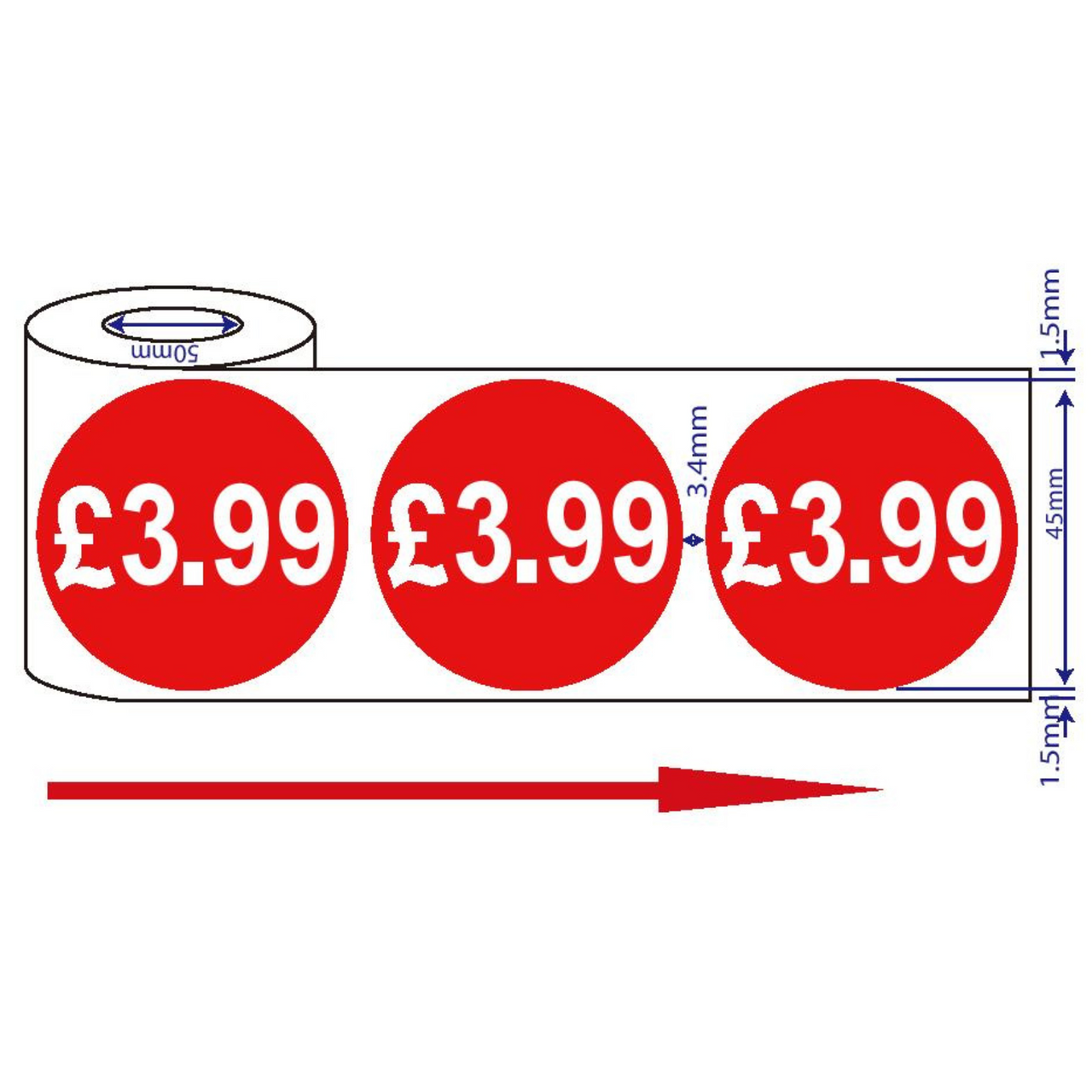 500x45mm £3.99 Red Sign Self Adhesive Stickers Sticky Labels Swing Labels For Retail Price