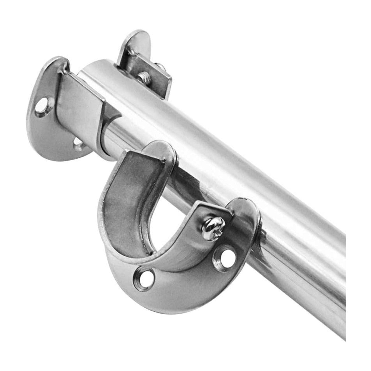 2 Pack Heavy-Duty Stainless Closet Rod Holders, U-Shaped with Screws, Easy Install