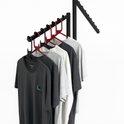 Heavy Duty 2-Way Sloping Arm Clothing Rail – Adjustable Black Retail Display Stand  with Castors & Brakes