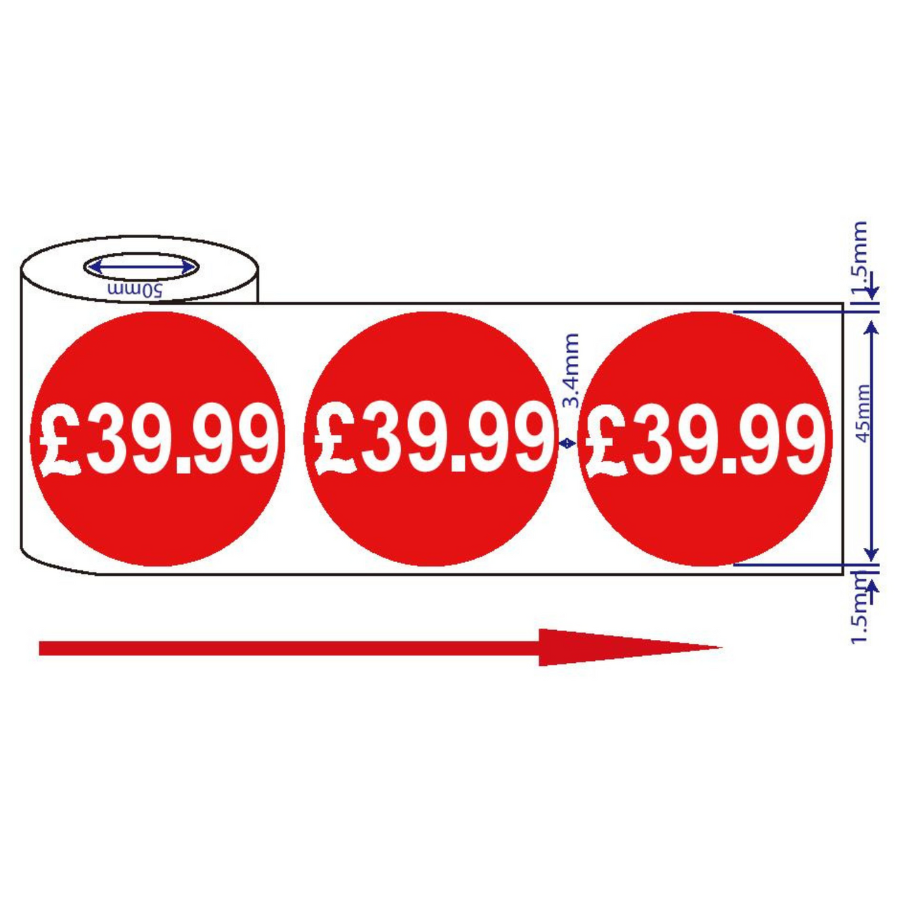 500x45mm £39.99 Red Sign Self Adhesive Stickers Sticky Labels Swing Labels For Retail Price
