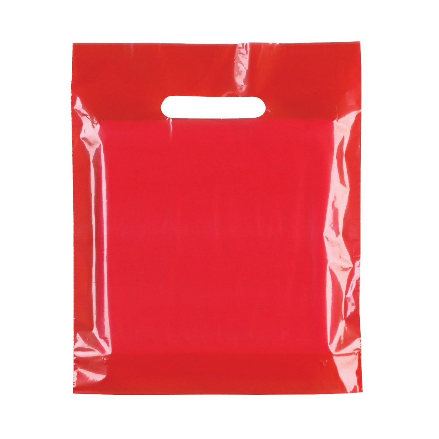 100x Plastic Plain Red Carrier Bags
