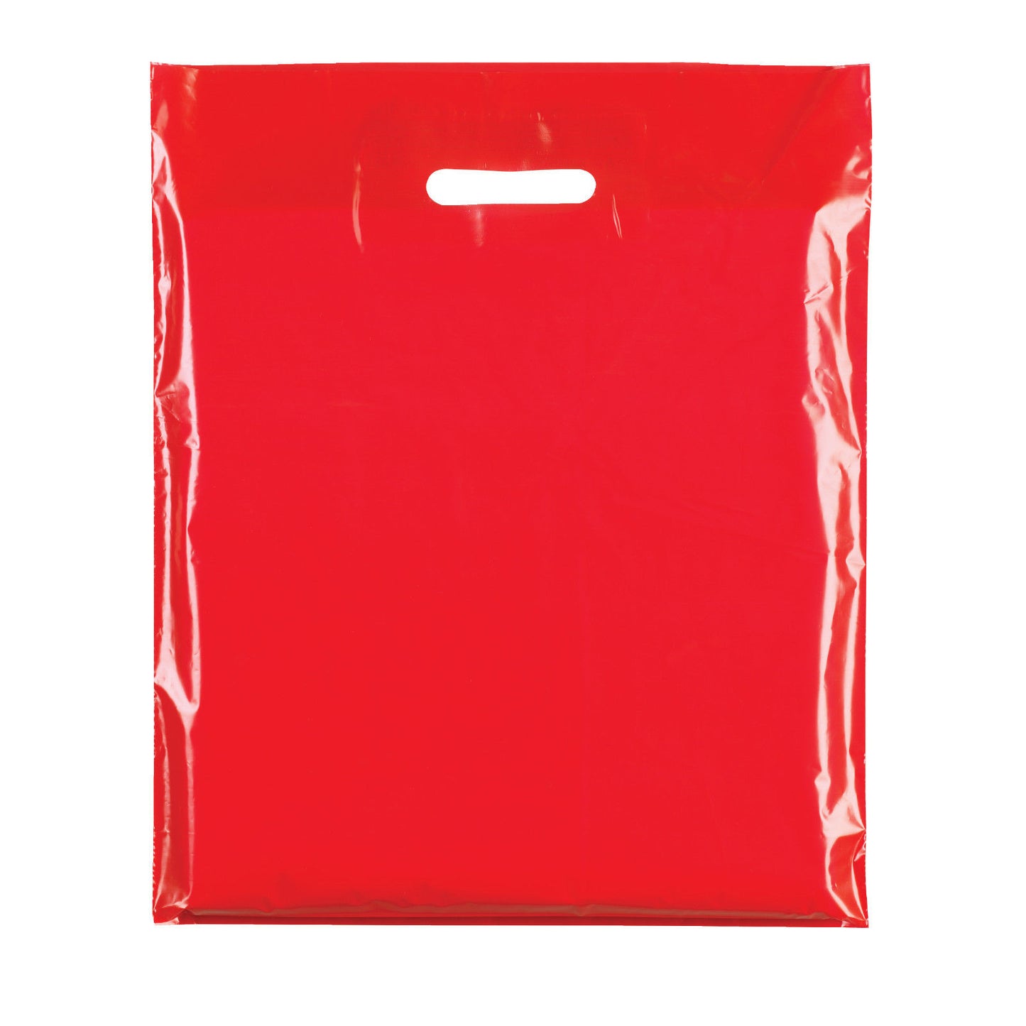 100x Plastic Plain Red Carrier Bags