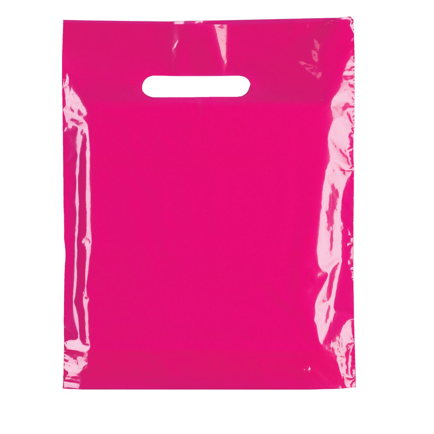 100x Plastic Plain Fuchsia Carrier Bags