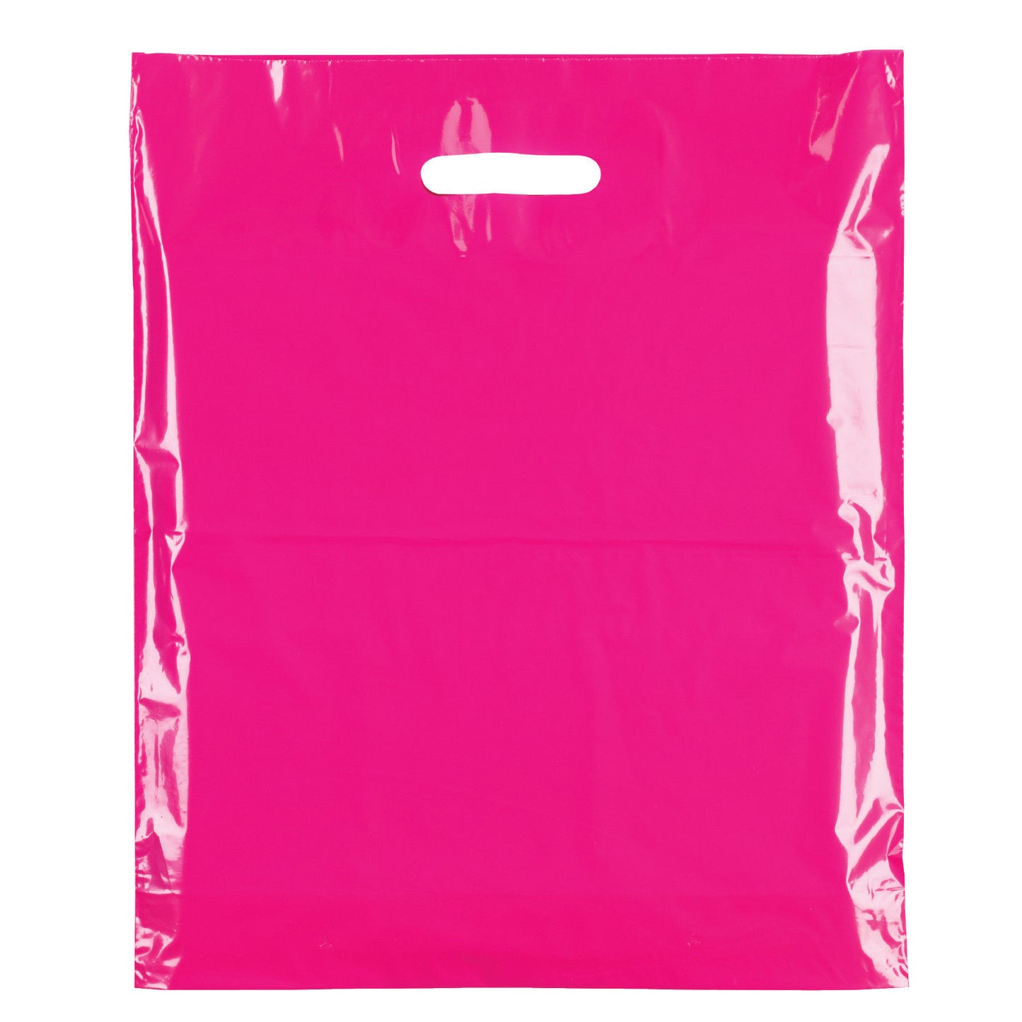 100x Plastic Plain Fuchsia Carrier Bags