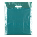 100x Plastic Plain Metallic Green Carrier Bags