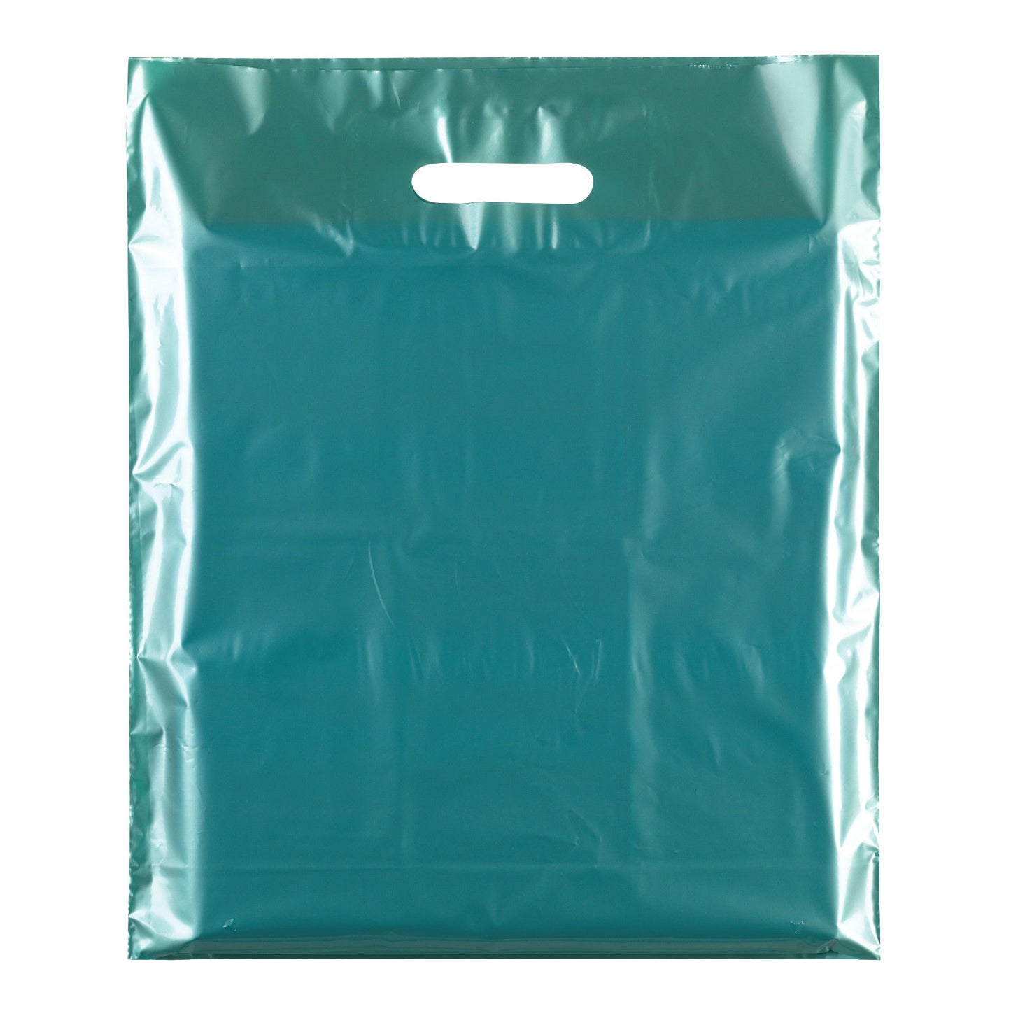 100x Plastic Plain Metallic Green Carrier Bags