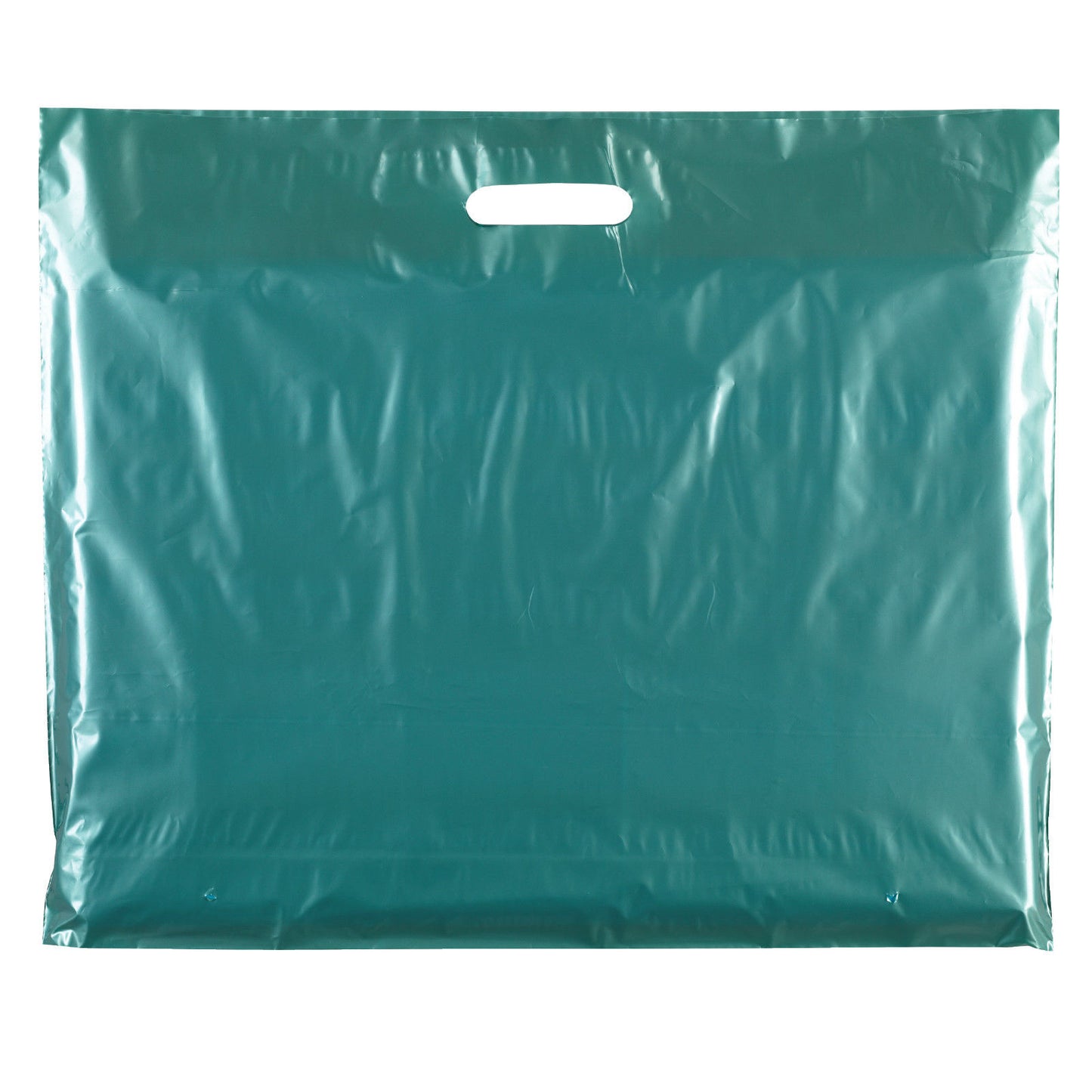 100x Plastic Plain Metallic Green Carrier Bags