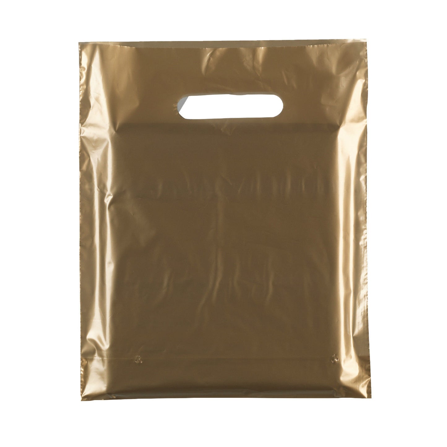 100x Plastic Plain Gold Carrier Bags