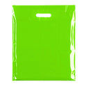 100x Plastic Plain Lime Green Carrier Bags