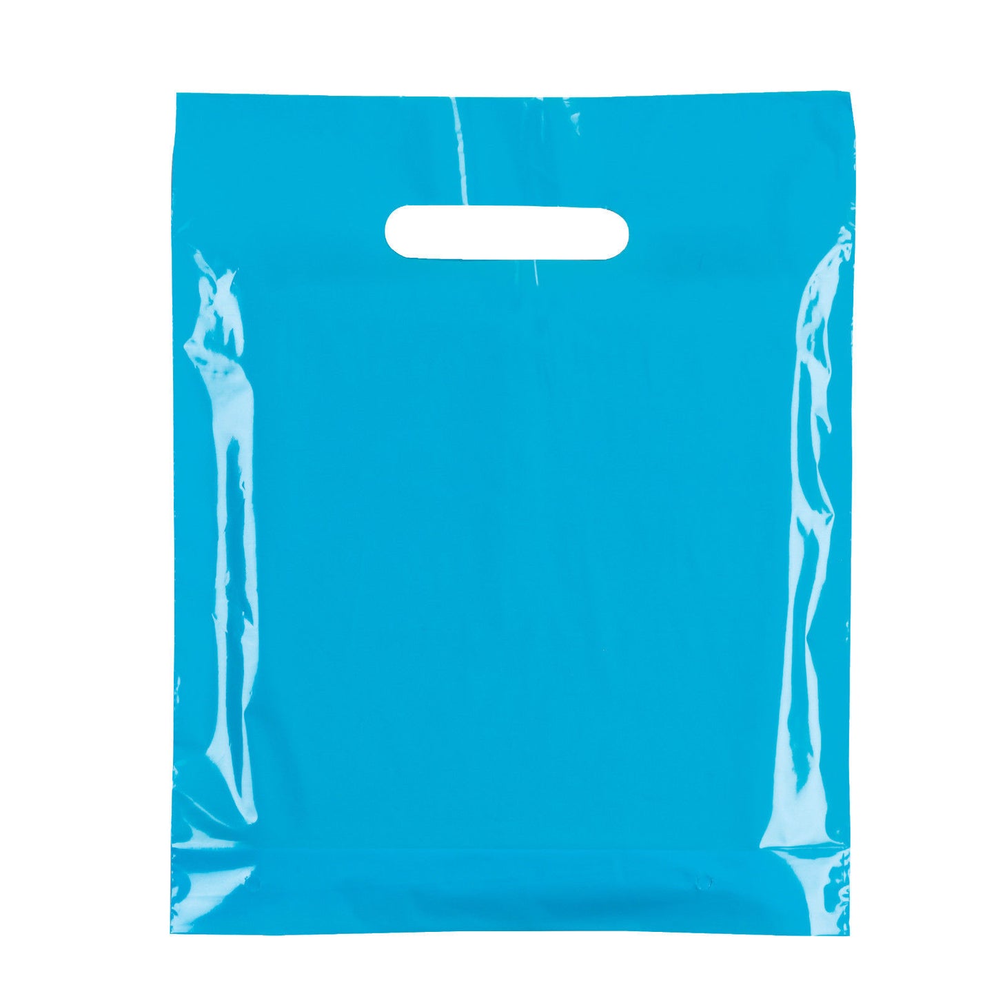 100x Plastic Plain Sky Blue Carrier Bags