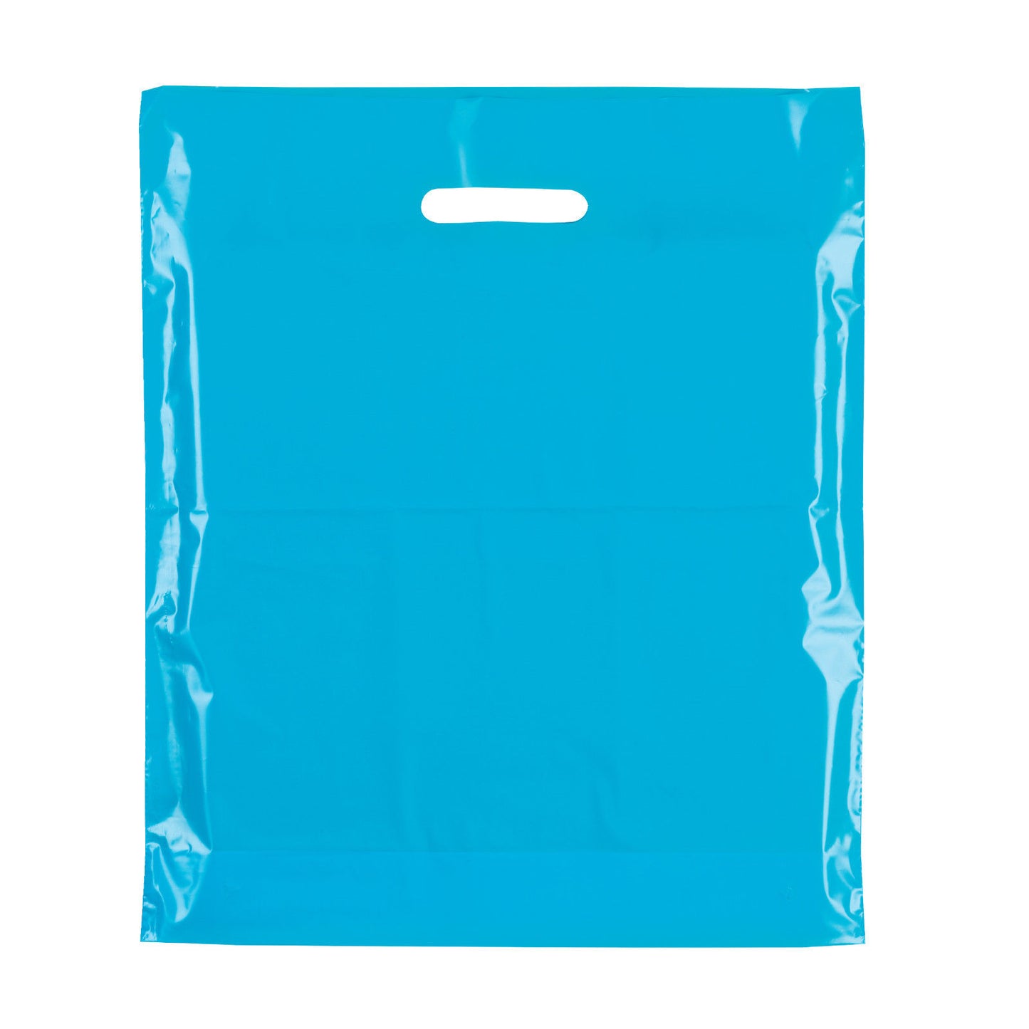 100x Plastic Plain Sky Blue Carrier Bags