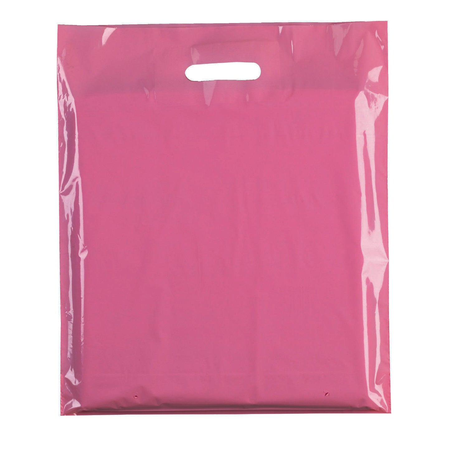 100x Plastic Plain Pink Carrier Bags