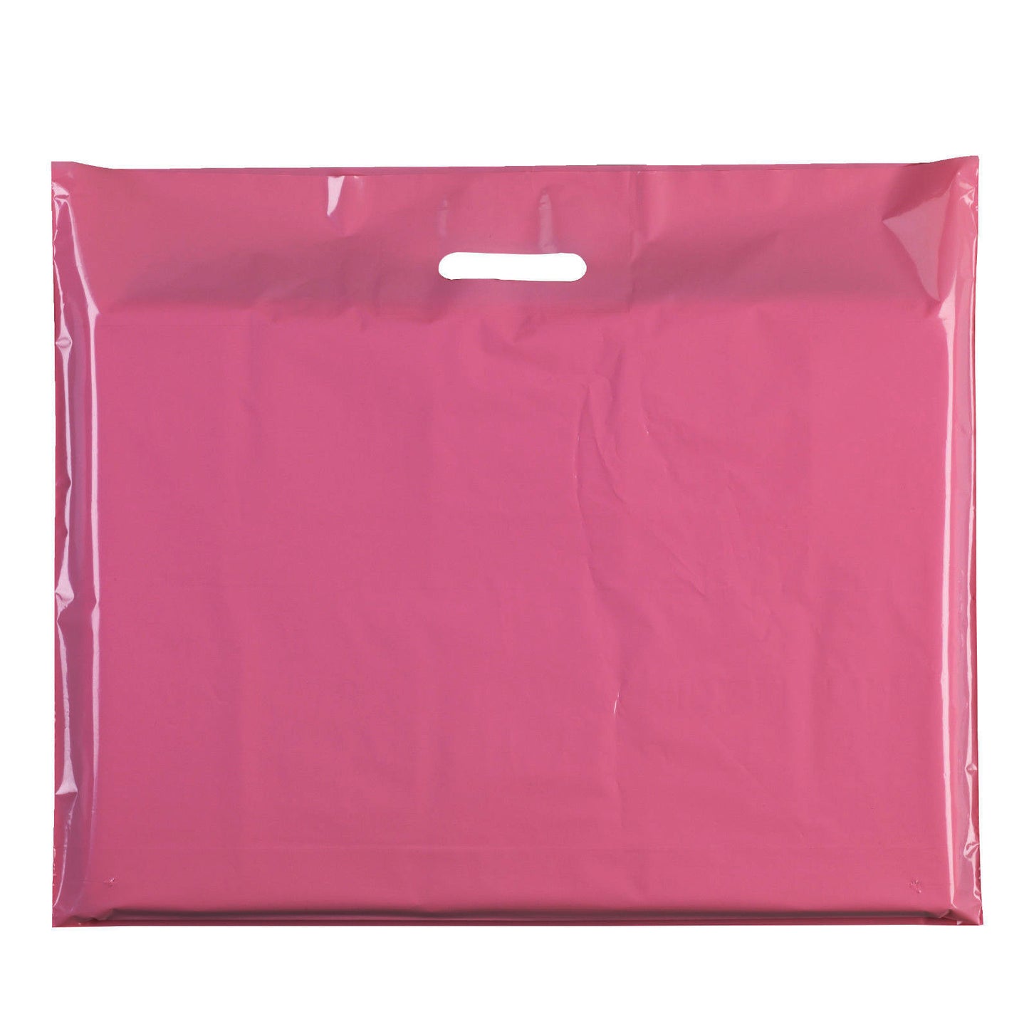 100x Plastic Plain Pink Carrier Bags