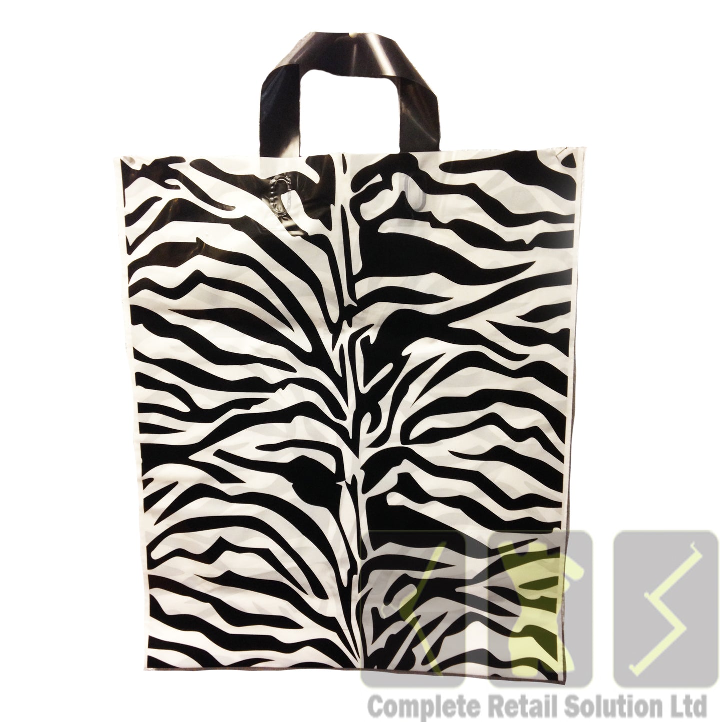 100x Plastic Zebra Printed Design Carrier Bags