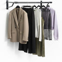 Gloss Black Wall-Mounted Clothes Rail – Sleek Heavy-Duty Steel Hanging Bar for Home & Retail Use