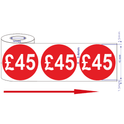 500x 45mm £21-£75 Red Self Adhesive Round Price Stickers