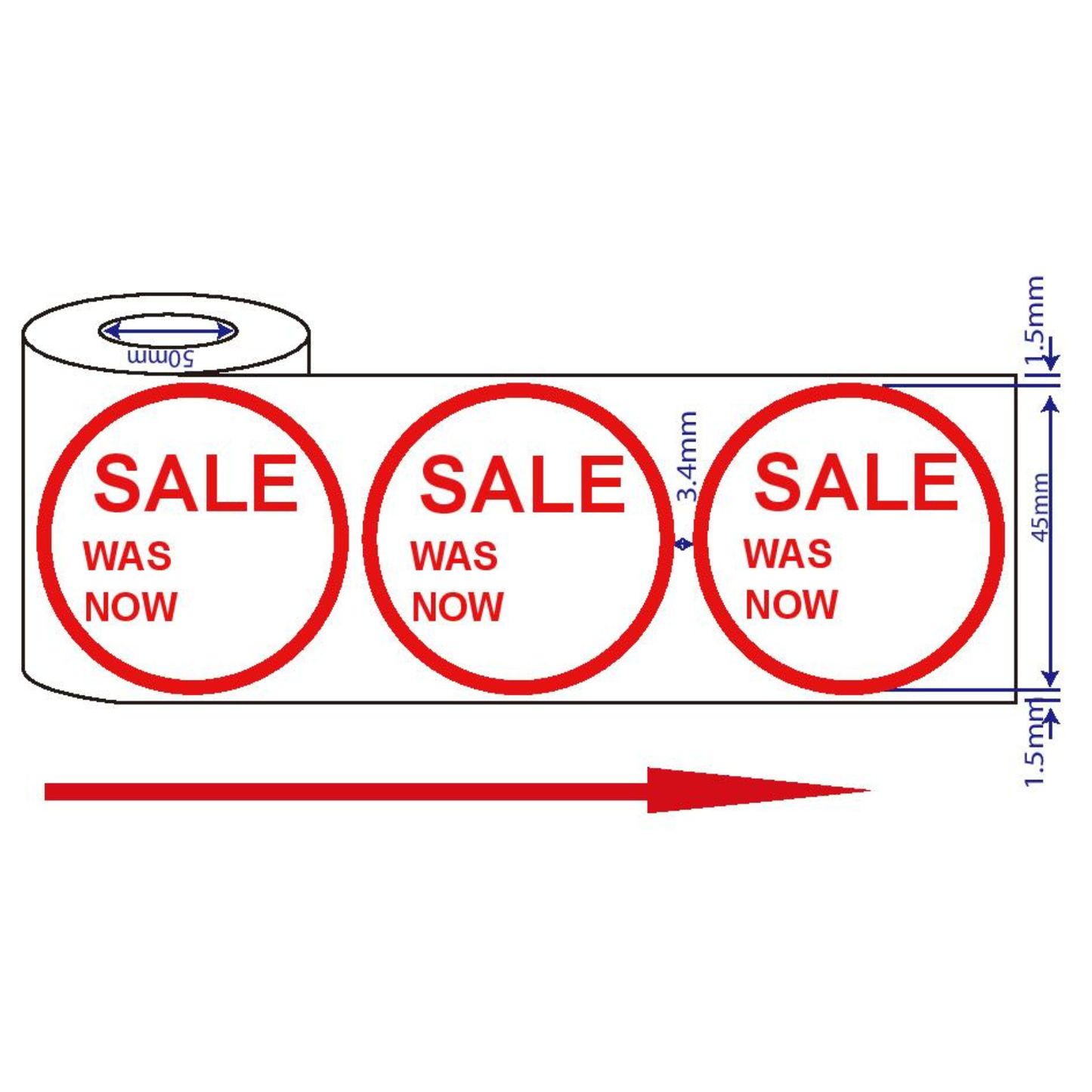 500x45mm Red Self-Adhesive Promotional Price Labels for Retail - Multi Listing