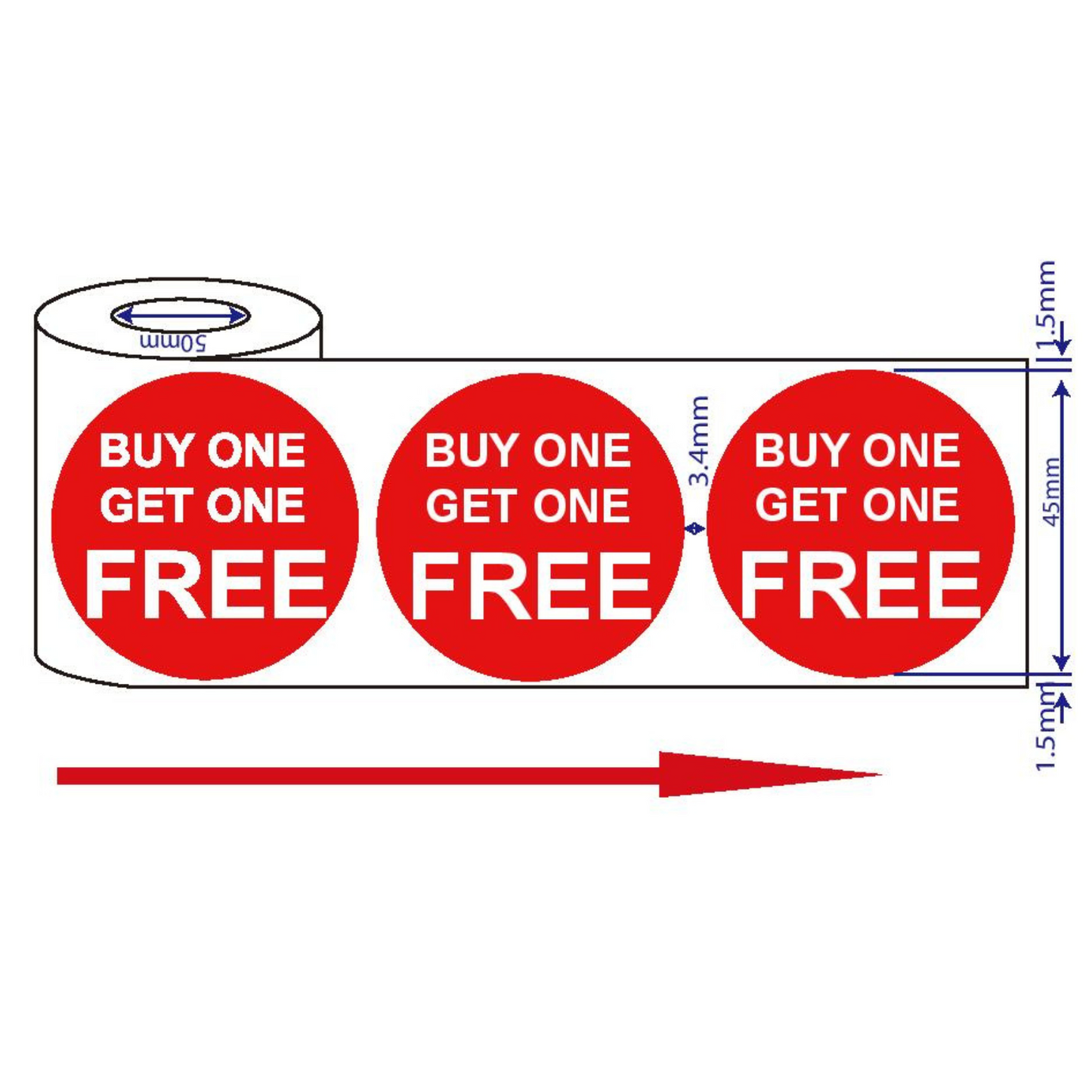 500x45mm Red Self-Adhesive Promotional Price Labels for Retail - Multi Listing