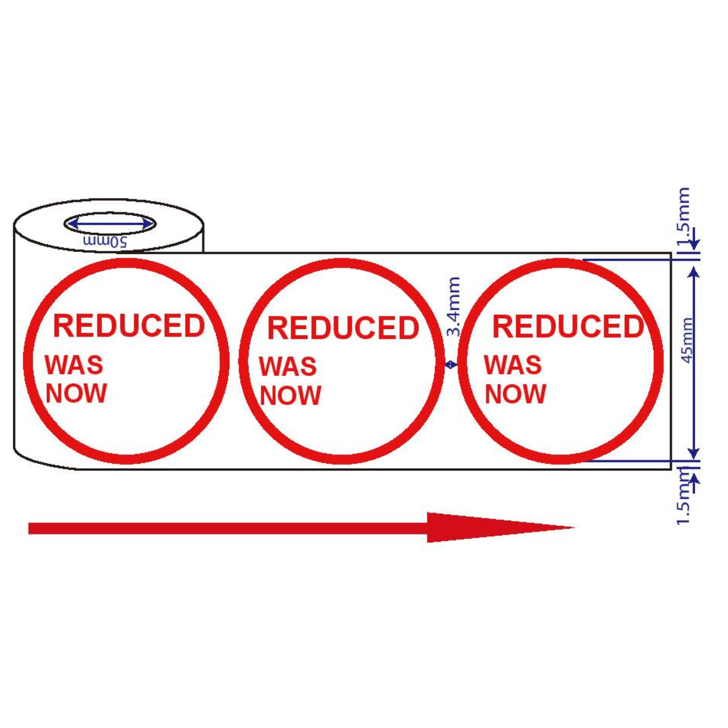 500x45mm Red Self-Adhesive Promotional Price Labels for Retail - Multi Listing