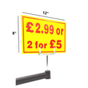 Yellow & Red Correx Market Price Sale Card Sign Board Double-Sided & Waterproof