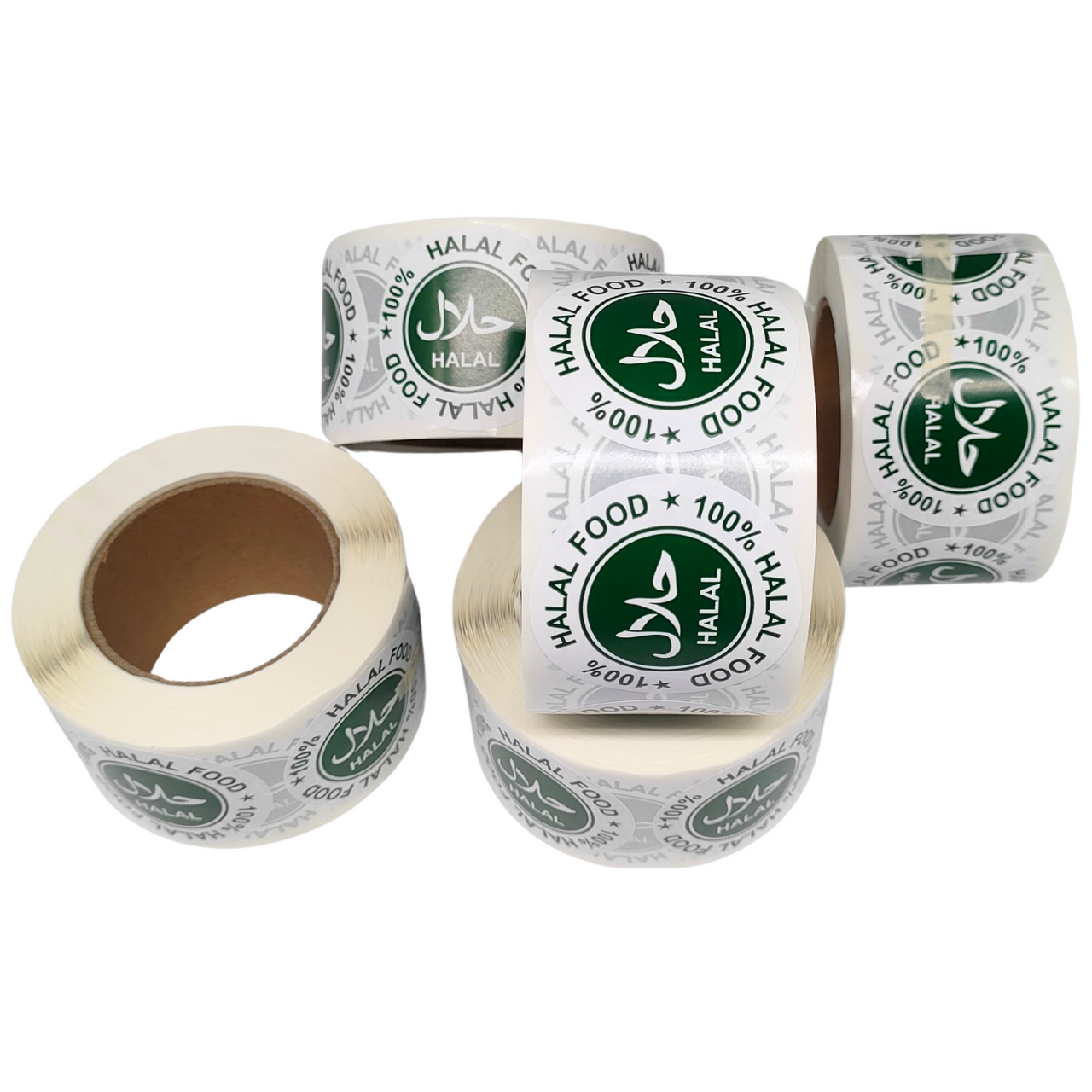 500x 100% Halal Food Stickers, Green Round 45mm Labels - Certified Halal for Food Packaging, Safe Seal for Restaurants, Catering & Grocery