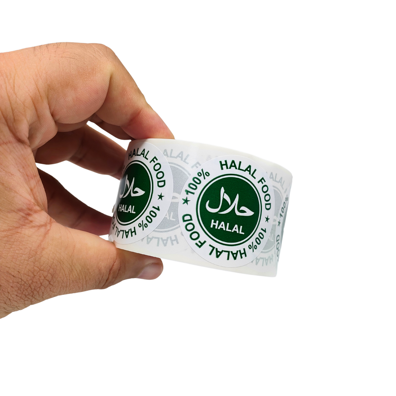 500x 100% Halal Food Stickers, Green Round 45mm Labels - Certified Halal for Food Packaging, Safe Seal for Restaurants, Catering & Grocery