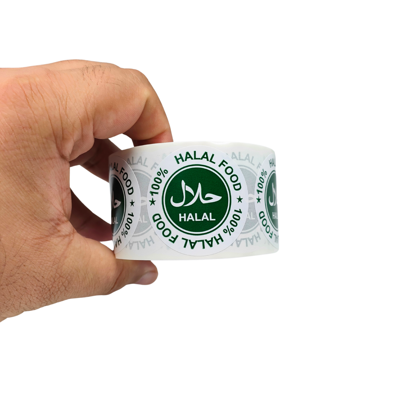 500x 100% Halal Food Stickers, Green Round 45mm Labels - Certified Halal for Food Packaging, Safe Seal for Restaurants, Catering & Grocery