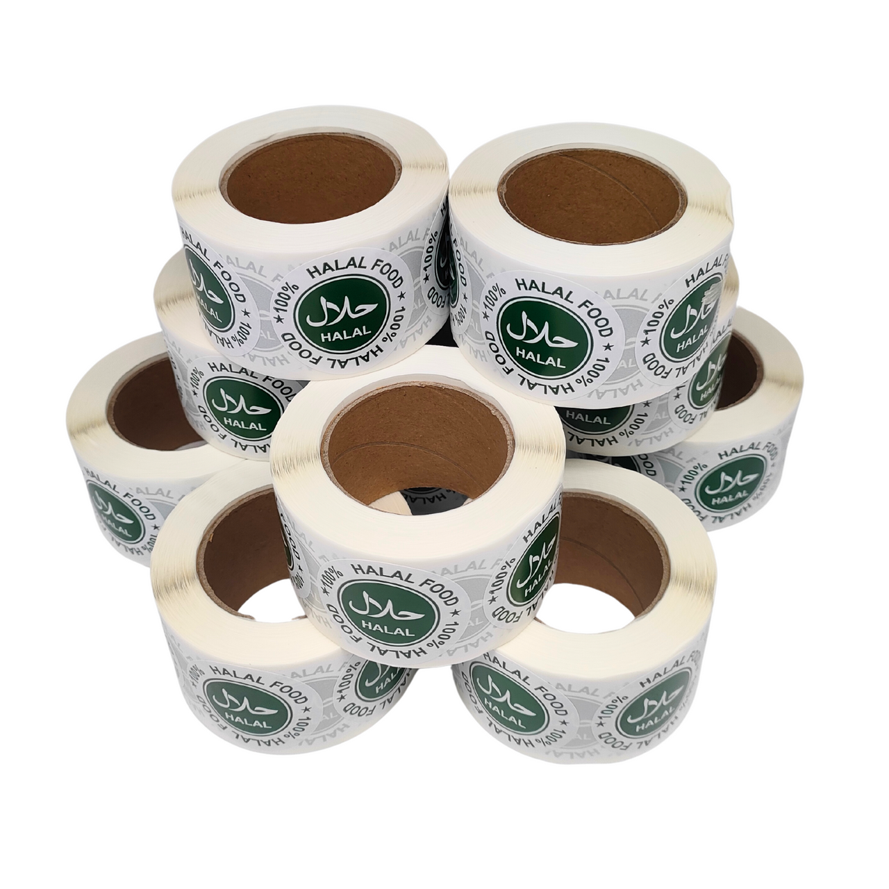 500x 100% Halal Food Stickers, Green Round 45mm Labels - Certified Halal for Food Packaging, Safe Seal for Restaurants, Catering & Grocery